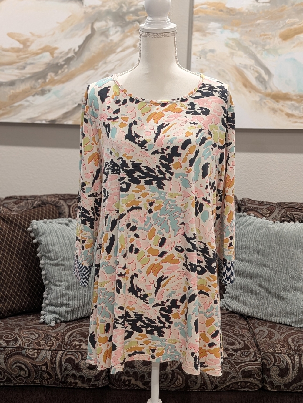 Pastel Abstract Print Long Sleeve Top